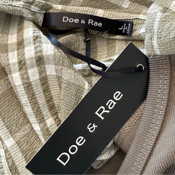 Doe & Rae Olive Tank Top with Plaid Detail - Picture 6 of 10